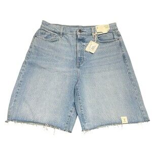 A.n.a. Highest-Rise 90" Denim Bermuda Size 14 Light Wash 9" Inseam Jean Shorts